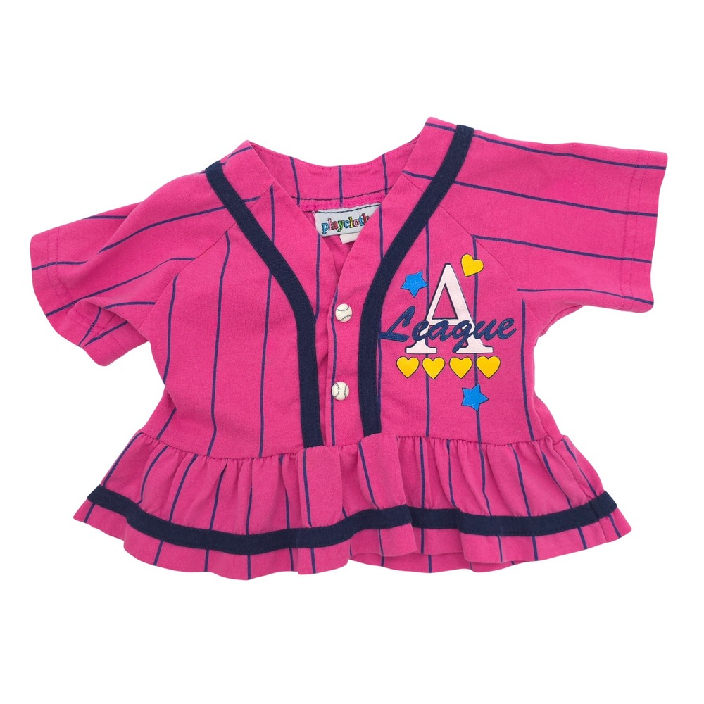 Playclothes Girls Baseball Shirt A League Graphic Pink Pinstripe Vintage 90s 2T